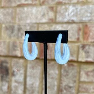 Baby Blue Acrylic Marble Raindrop Hoops